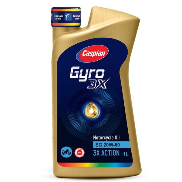 روغن موتور سیکلت کاسپین جیرو 20W-50 SG JASO حجم 1 لیتر